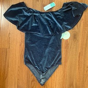 STITCHFIX: HUMMINGBIRD blue suede body suit